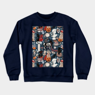 Labracadabrador halloween magic puppies // pattern // nile blue background poppy red details black and yellow Labrador Retriever dogs Crewneck Sweatshirt